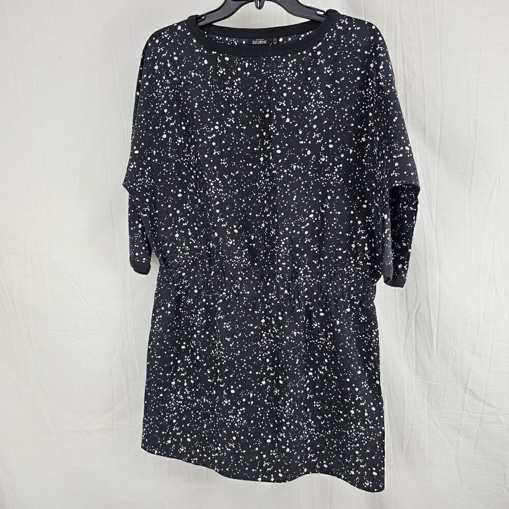 Kate Spade Black White Paint Splatter Mini Dress Half Sleeve Women's Size Small